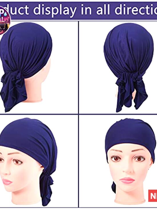 6 Piece Modal Cotton Slip-On Pretied Head Scarf Turban Hat